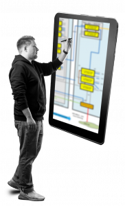 Bild eines jungen Mannes, der eine Skizze auf einem Tablet bearbeitet.